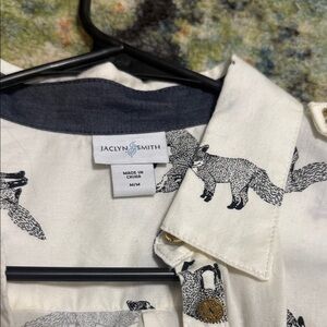Jaclyn Smith Cream Blouse with Fox Design
